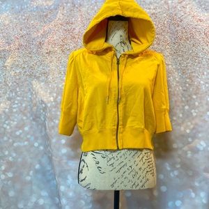 Lucky Brand XL yellow cropped hoodie with 3/4 sleeve